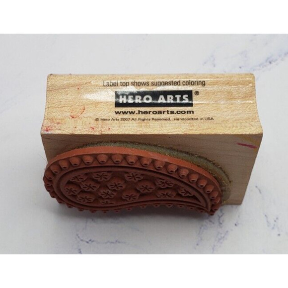 Hero Arts Paisley Teardrop Pattern With Flowers Wood Mounted Rubber Stamp C4518 - Picture 2 of 7